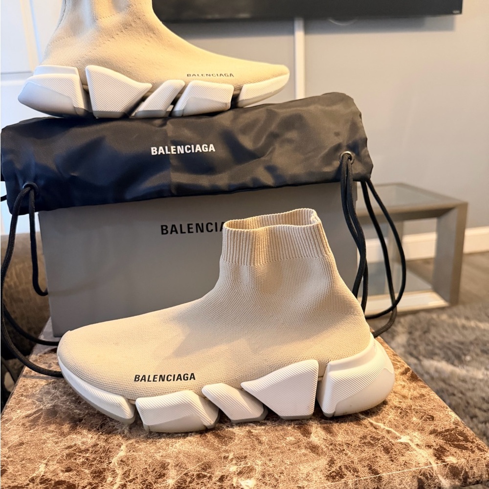 Balenciaga Beige and White Sneakers